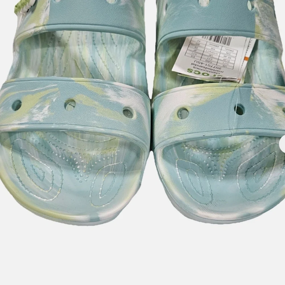 Crocs Classic Two‎ Strap Slide Shoes Mens Size 11 Green Tie Dye Comfort Sandals